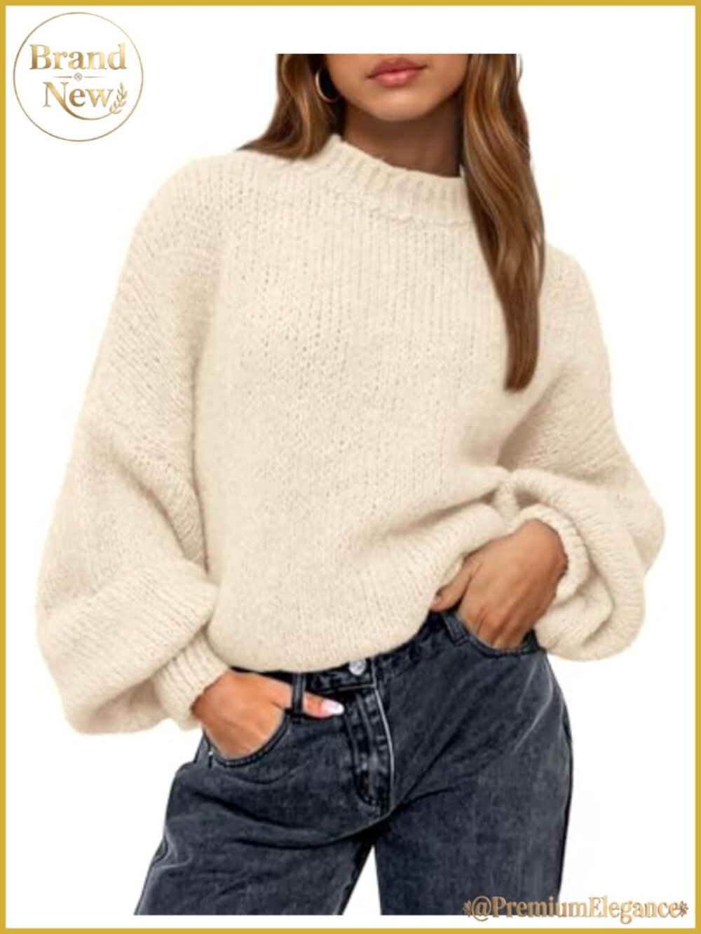 Oversized Crewneck Long Sleeve Pullover Sweater Loose Fit